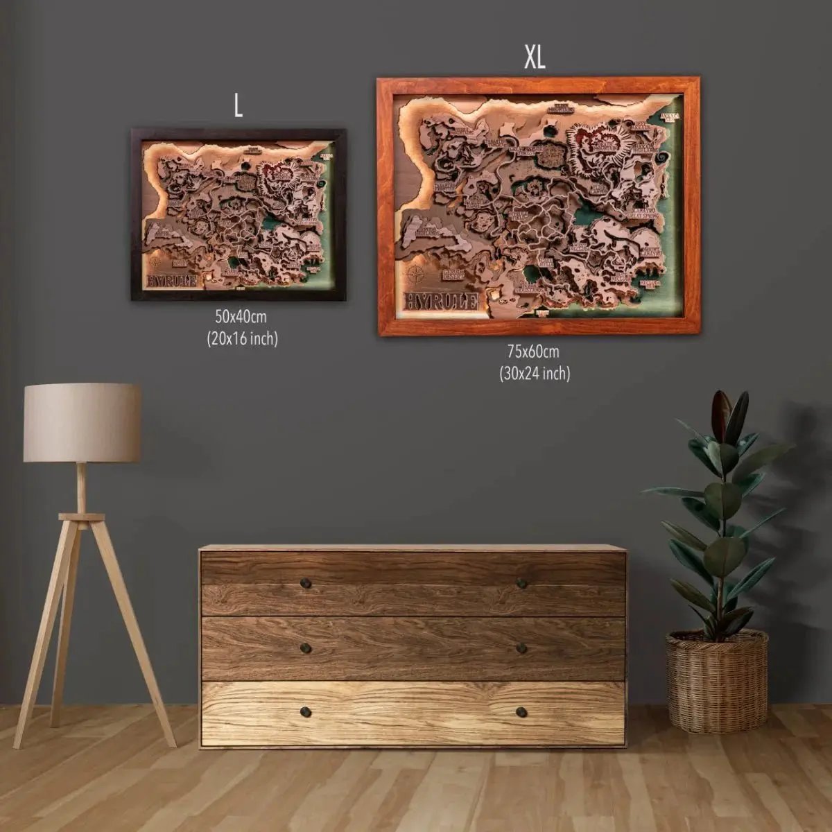 3D HYRULE WOOD MAP WITH LIGHTING ZeWood Inc.