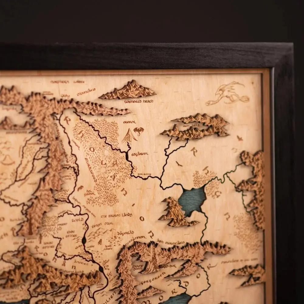MIDDLE EARTH™ 3D  WOOD MAP ZeWood Inc.