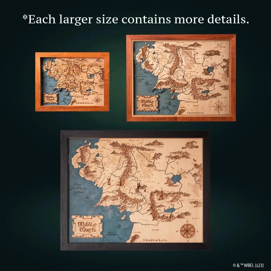MIDDLE EARTH™ 3D  WOOD MAP ZeWood Inc.