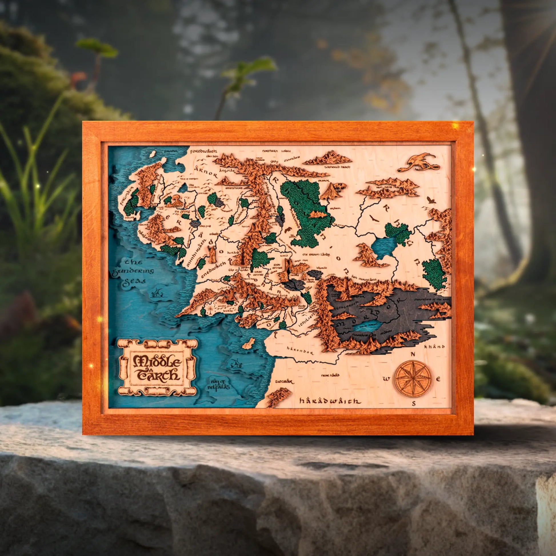 MITTELERDE™ 3D HOLZKARTE ZeWood Inc.