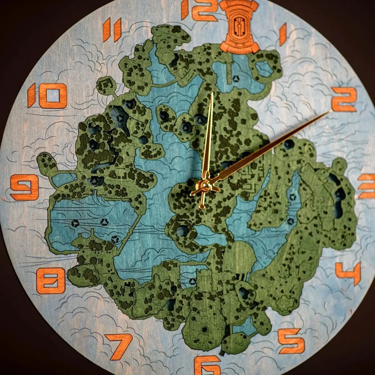 THE HYRULE 3D WOOD CLOCK - GREAT SKY ISLAND ZeWood Inc.