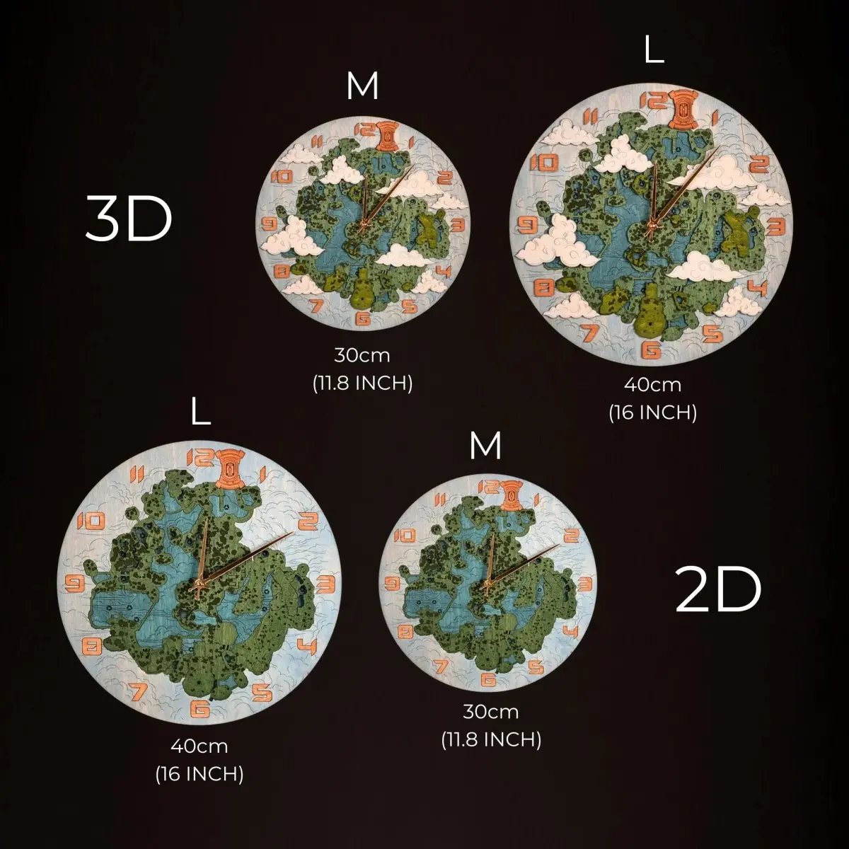 THE HYRULE 3D WOOD CLOCK - GREAT SKY ISLAND ZeWood Inc.
