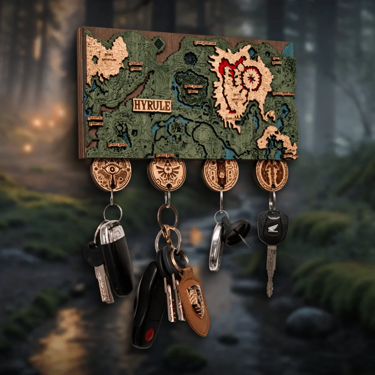 THE HYRULE 3D WOOD KEY HOLDER ZeWood Inc.