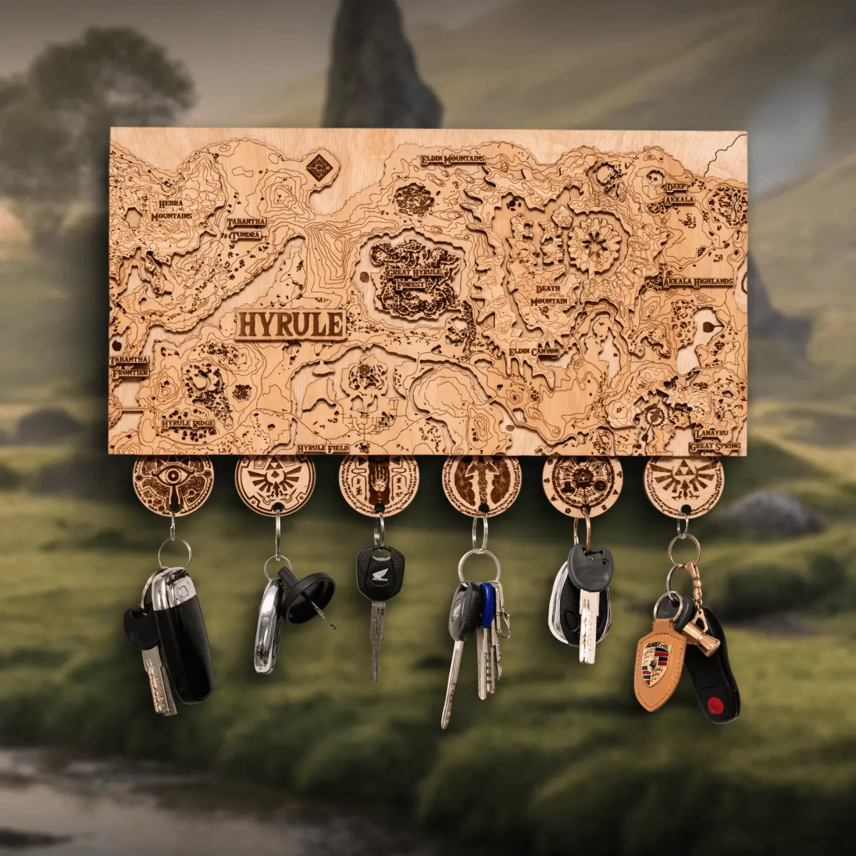 THE HYRULE 3D WOOD KEY HOLDER ZeWood Inc.